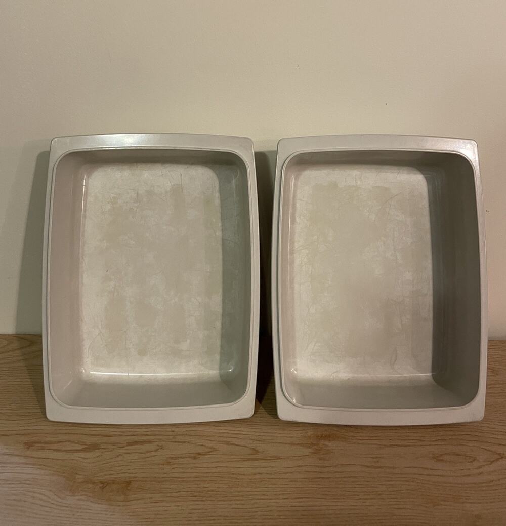 (QTY 2) VTG Farberware Microwave Cookware Gray 2 Qt Dishes - NO LIDS, READ